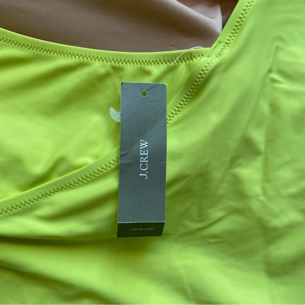J.Crew Swimsuit size 20 One Piece Runched One Shoulder Built In Bra NWT neon - Picture 3 of 5